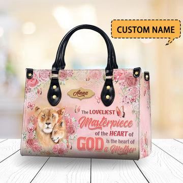 HB35-Personalized Mother’s Faith Handbag, Christian Purse with Name, God and Mom Quote Bag, Religious Gift for Mom, Floral Custom Tote