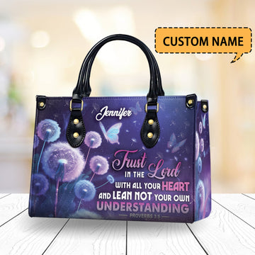 HB28-Custom Christian Handbag, Trust in the Lord Proverbs 3:5 Purse Tote Bag, Gifts for Women, Personalized Bags, Mother's day gift