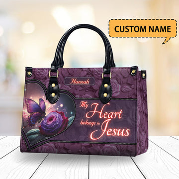 HB20-personalized christian handbag – faith butterfly leather bag – religious gift for women and mom