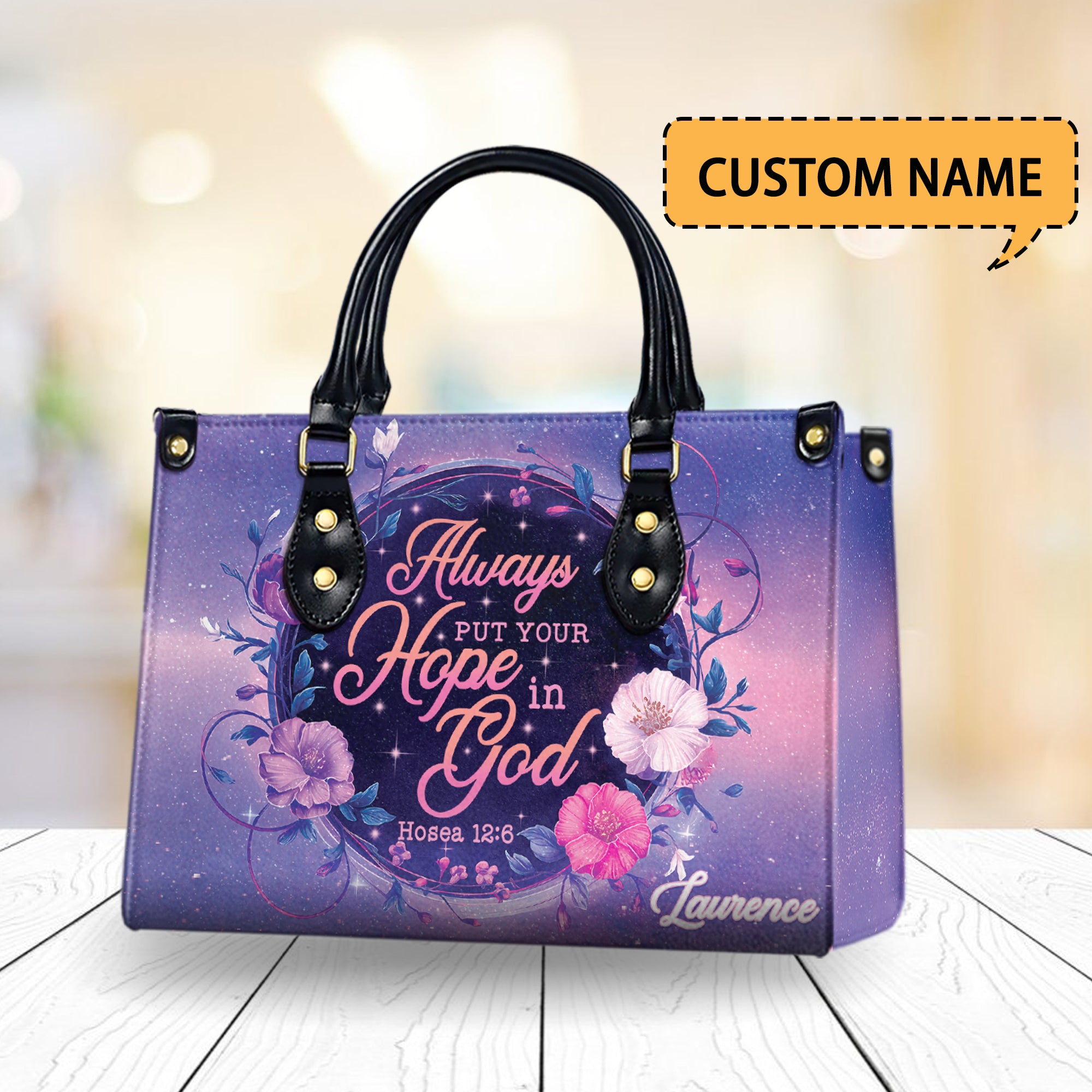 HB29-Custom Christian Handbag for Women – Faith Purse with Hosea 12:6, Mother's Day Gift for Religious Mom