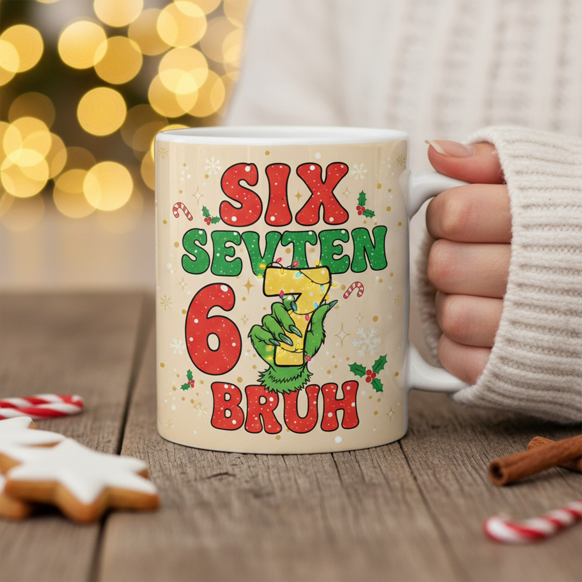 Funny Christmas Grinch Mug – Six Seven Bruh Meme Mug – Holiday Coffee Cup – Gag Gift for Friends, Men & Women| Mug18