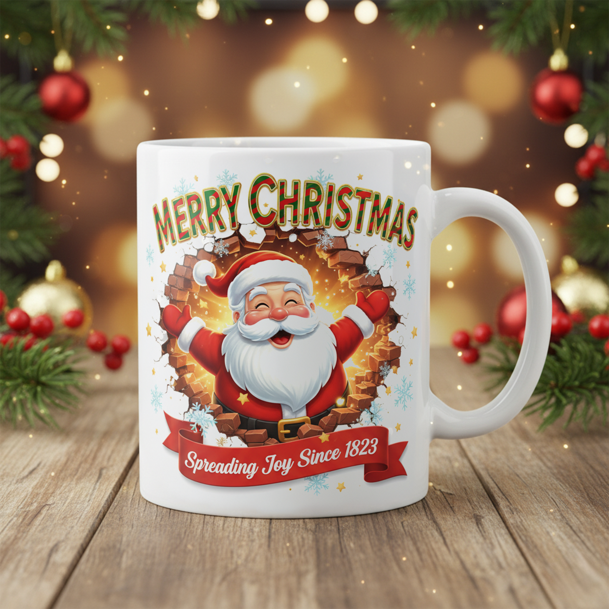 Merry Christmas Santa Mug – Spreading Joy Since 1823 – Holiday Coffee Cup, Christmas Gift for Family, Friends & Coworkers| Mug23