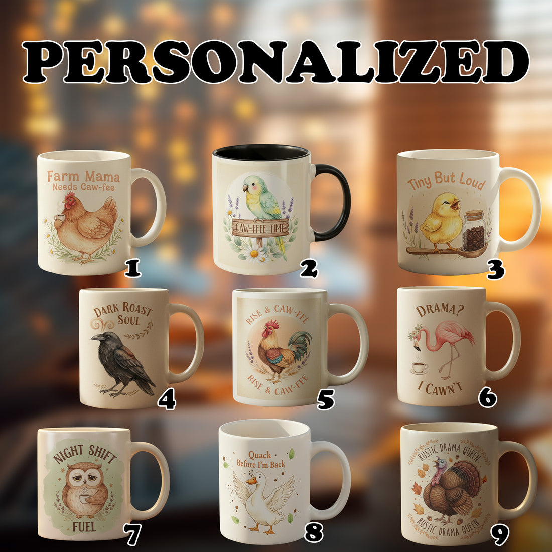 Custom Farm Animal Mug – “Night Shift Fuel” Owl Design & More, Choose Your Favorite Character, Funny Vintage Coffee Cup, Personalized Gift for Coffee Lovers| Mug52