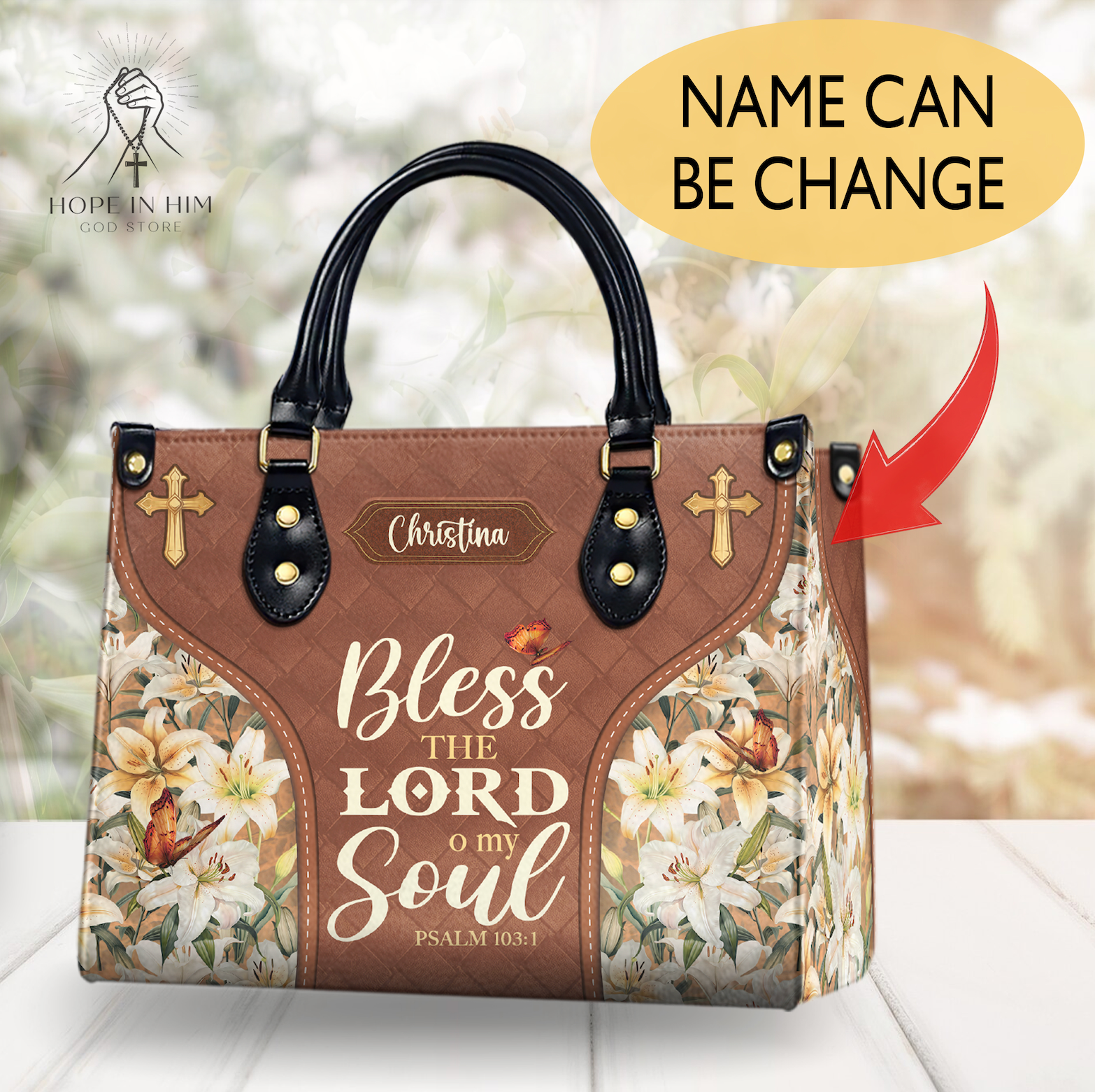 HB41-Christianartbag Handbags, Personalized Bags Bless The Lord O My Soul, Gifts for Women